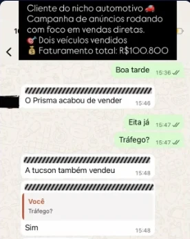 Print de resultado de campanha do nicho automotivo